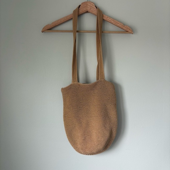 Handbags - Elegant Tan Knit Tote Bag